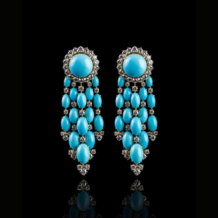 Augusta, Hard stone and diamond earrings